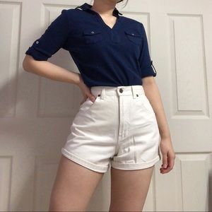 Karen Scott Navy Quarter Sleeve Blouse